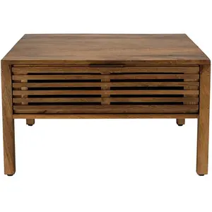MACABANE ALIX - Table basse carrée 70x70cm en bois de manguier 2 tiroi...Vendu parcdiscount