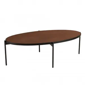 MACABANE BASILE - Table basse ovale 131x65cm couleur rouille effet pierre pas cher