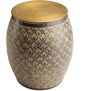 MACABANE HONORE - Table d'appoint alu L40cm H45cm marron antique et mo... pas cher