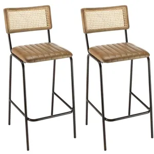MACABANE MARCEL - Lot de 2 tabourets de bar assise matelassée cuir dos...Vendu parcdiscount