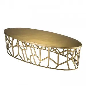 Table basse ovale en aluminium doré - MACABANE JONAS - Elégance - ChicVendu parcdiscount