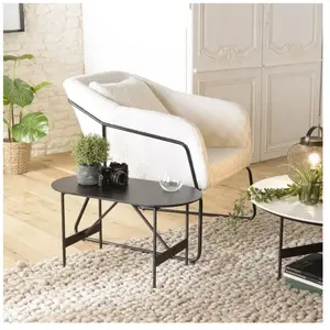 MACABANE DALY - Table basse ovale noire 70x35cm piètement métal pas cher
