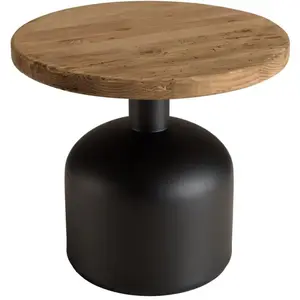 MACABANE DANDY - Table dappoint ronde 50x50cm bois Pin recyclé pied métal noir pas cher