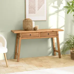 MACABANE SANDY - Console 2 tiroirs bois pin recyclé pas cher