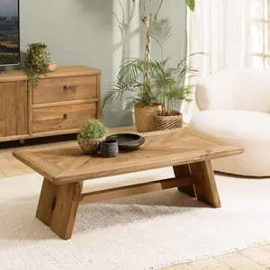 MACABANE SANDY - Table basse rectangulaire 130x70cm bois pin recyclé pas cher
