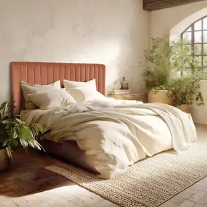 MACABANE ARTHUR - Tête de lit rembourrée pour lits 140/160cm velours orange pas cher
