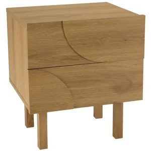 MACABANE ETHAN - Table de chevet bois 2 tiroirs motif arrondi couleur ...Vendu parcdiscount