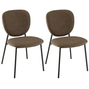 MACABANE AUGUSTIN - Lot de 2 chaises tissu marron pieds acier noir pas cher