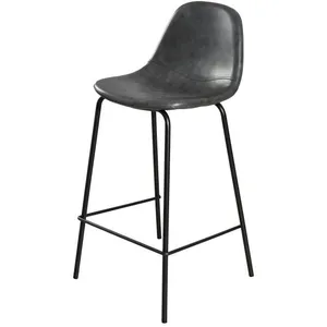 MACABANE AUGUSTIN - Lot de 2 tabourets de bar JOHN noirs hauteur d'ass... pas cher