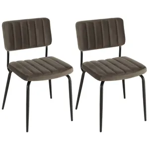 MACABANE AGATHE - Lot de 2 chaises velours gris foncé pieds en métal n...Vendu parcdiscount