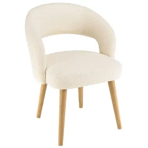 MACABANE PIERRE - Chaise en tissu bouclette écru dossier ouvert pieds ... pas cher