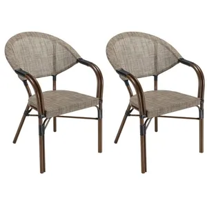 MACABANE VIANNEY - Lot de 2 chaises de jardin bistrot en acier textilène taupe pas cher