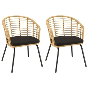 MACABANE MALO - Lot de 2 fauteuils en rotin synthétique couleur naturelle pas cher