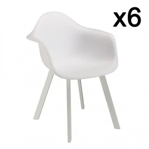 MACABANE MALO - Lot de 6 fauteuils blancs dossier arrondi pas cher