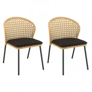 MACABANE MALO - Lot de 2 chaises rotin synthétique couleur naturelle pas cher