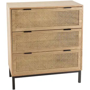 Buffet 3 tiroirs cannage naturel pieds métal noir - MACABANE MARCEAUVendu parcdiscount