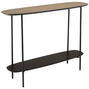 MACABANE JULIA - Console 2 plateaux 100x30cm bi-matière mocha/noir pie... pas cher