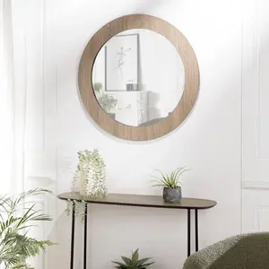 MACABANE JULIA - Miroir rond D80cm en bois marron pas cher
