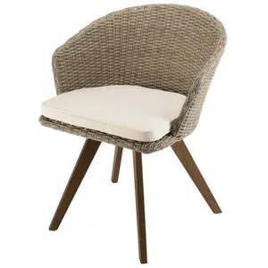 Fauteuil avec coussin - Rotin - Beige pas cher