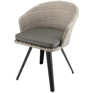 Fauteuil avec coussin - Rotin - Gris pas cher