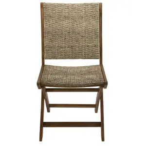 Lot de 2 chaises pliantes - Acacia et rotin pas cher