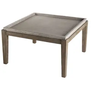Table basse carrée - Béton pieds Acacia marron - 80 x 80 cm - Gris pas cher