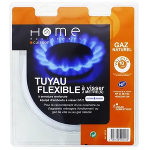 Tuyau gaz naturel 2m HOME EQUIPEMENT - 90116 - Armé blanc - Valide 10 ... pas cher