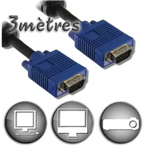 Linéaire Câble VGA HD15 Mâle / Mâle - 3m pas cher