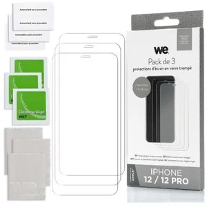 WE PACK 3 verres trempés IPHONE 12 / 12 PRO : 3 Protections d'écran - anti-rayures - anti-bulles d'air - ultra-résistant - dureté 9H pas cher