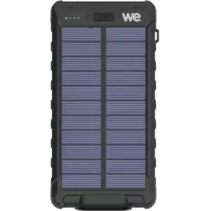 WE Batterie de secours 10000 mAh - Antichocs - 2 ports USB - 10W - Panneaux solaires/lampe torche intégrés - IPX4 - noire Noir pas cher