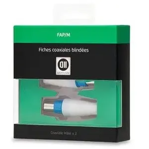 Fiche coaxiale - D2DIFFUSION - 2 fiches coax male 9.52mm - Blanc pas cher