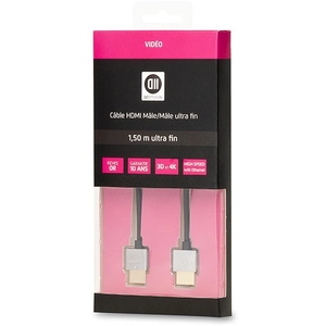 Câble HDMI mâle/mâle ultra fin 1,5m D2 Diffusion pas cher