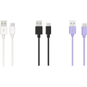 Câble USB C ESSENTIELB pack de 3 cables 1M blanc/noir/mauve pas cher