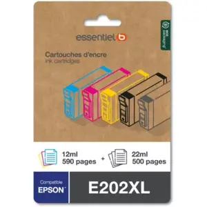 Cartouche d'encre ESSENTIELB E202XL Noir + 3 couleurs pas cher