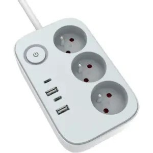 Multiprise ESSENTIELB 3 prises 16 ampères 2 USB-A+ 1 USB-C 65W pas cher