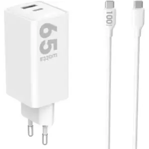 Essentielb - Chargeur Ordinateur Portable 65w Usb-A + Usb-C + Cable Usb-C Blanc pas cher