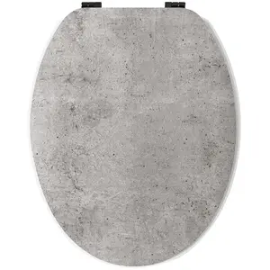 Abattant wc real mdf gris charnières métal noir pas cher