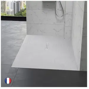 Receveur de douche KINEDO KINESTONE 160 x 90 - Texture ardoise - Blanc pas cher