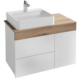 Meuble salle de bain suspendu Sully 83cm - Vasque à poser à gauche - J...Vendu parcdiscount