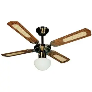 FARELEK - BALI Ø 107 cm - Ventilateur de plafond réversible Laiton Ant...