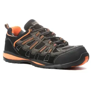 Baskets de sécurité basse HELVITE S1P SRA HRO en cuir velours noir/orange P41 - COVERGUARD - 9HEVL.41 pas cher