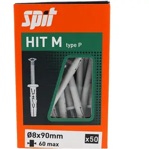Comparateur de prix : Cheville à frapper - SPIT - HIT-M P - Nylon - 8x90/60P - Boîte de 50