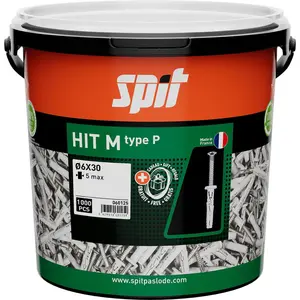 Spit Cheville à frapper HIT-M P tête plate en nylon et clou-vis zingué...Vendu pargalaxus