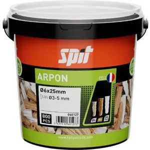 Cheville Arpon multi-matériaux - ø 6 x 25 - Seau de 800 Spit 060127 pas cher