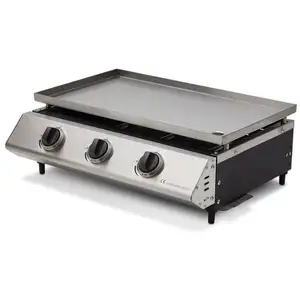 BRASERO Plancha Cadix 3 feux - COOKING BOX - Surface de cuisson 62x37,5 cm - Plaque inox - Tiroir graisse - Jusqu'à 8 convives - 9,45 kW pas cher