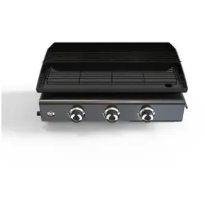 Plancha à gaz BRASERO Silvia II Gun Metal - 3 Feux - Plaque acier émai...