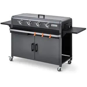 Plancha Lola à gaz sur chariot équipé Gun Metal - BRASERO - 4 brûleurs... pas cher