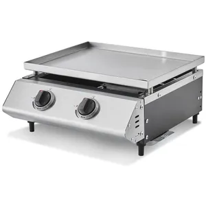 BRASERO Plancha Cadix 2 feux - COOKING BOX - Surface de cuisson 45,5x36 cm - plaque inox - Tiroir graisse - Jusqu'à 6 convives - 6,3 kW