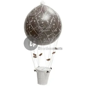 BALLON PUB montgolfière vive les mariés chocolat & blanc pas cher