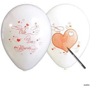 Lot de 10 ballons blancs mariage à Personnaliser - Marque - Modèle - Décoration de fête - Latex - Blanc pas cher